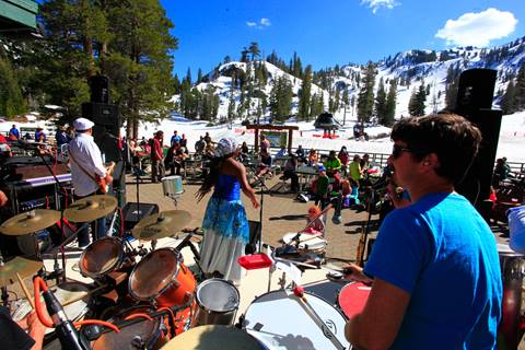 Band playing live music on Alpine Sundeck