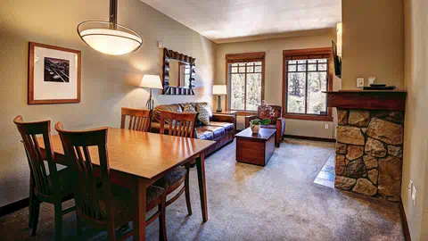 A standard 1 bedroom suite with a view in The Village at Palisades Tahoe.