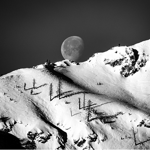 Granite Peak with the moon in the distance