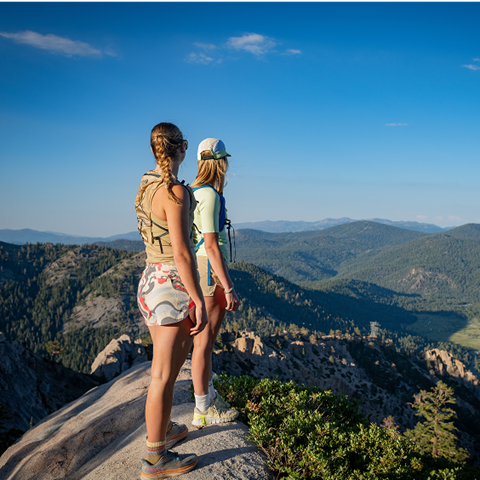 Two girls overlooking Olympic Valley