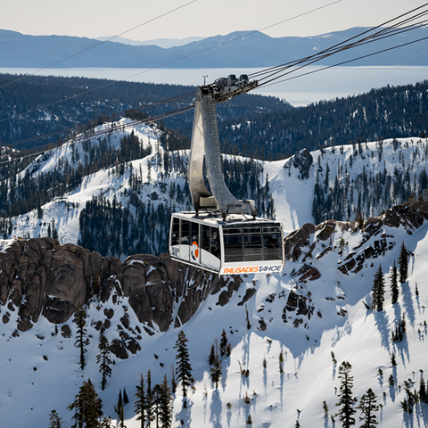 Aerial Tram making its ascent up Tram Face 