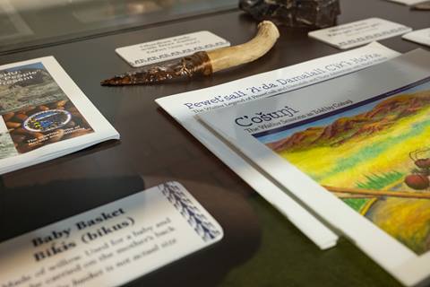An obsidian knife and two Washoe children's books