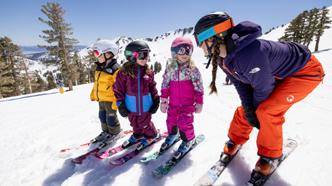 Kids with an instructor at Palisades Tahoe