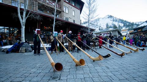Alphorns playing at the Welcome to Winter celebration