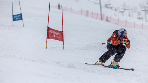 Daron Rhalves skiing the Town Race League circuit