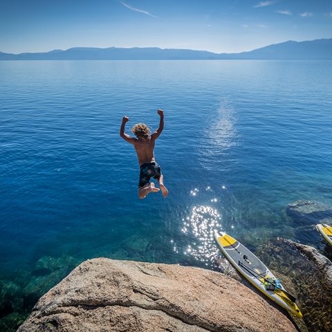 Lake Tahoe rock jump