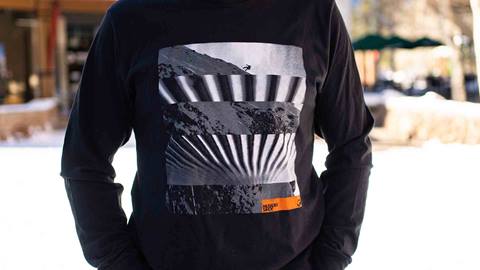 JT Holmes modeling one of the shirts from the 23-24 Deep Winter capsule collection. 