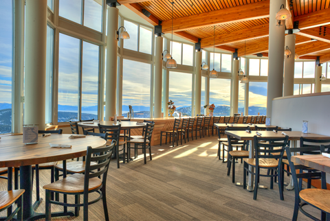 View of Lake Tahoe and dining room from Terrace Restaurant