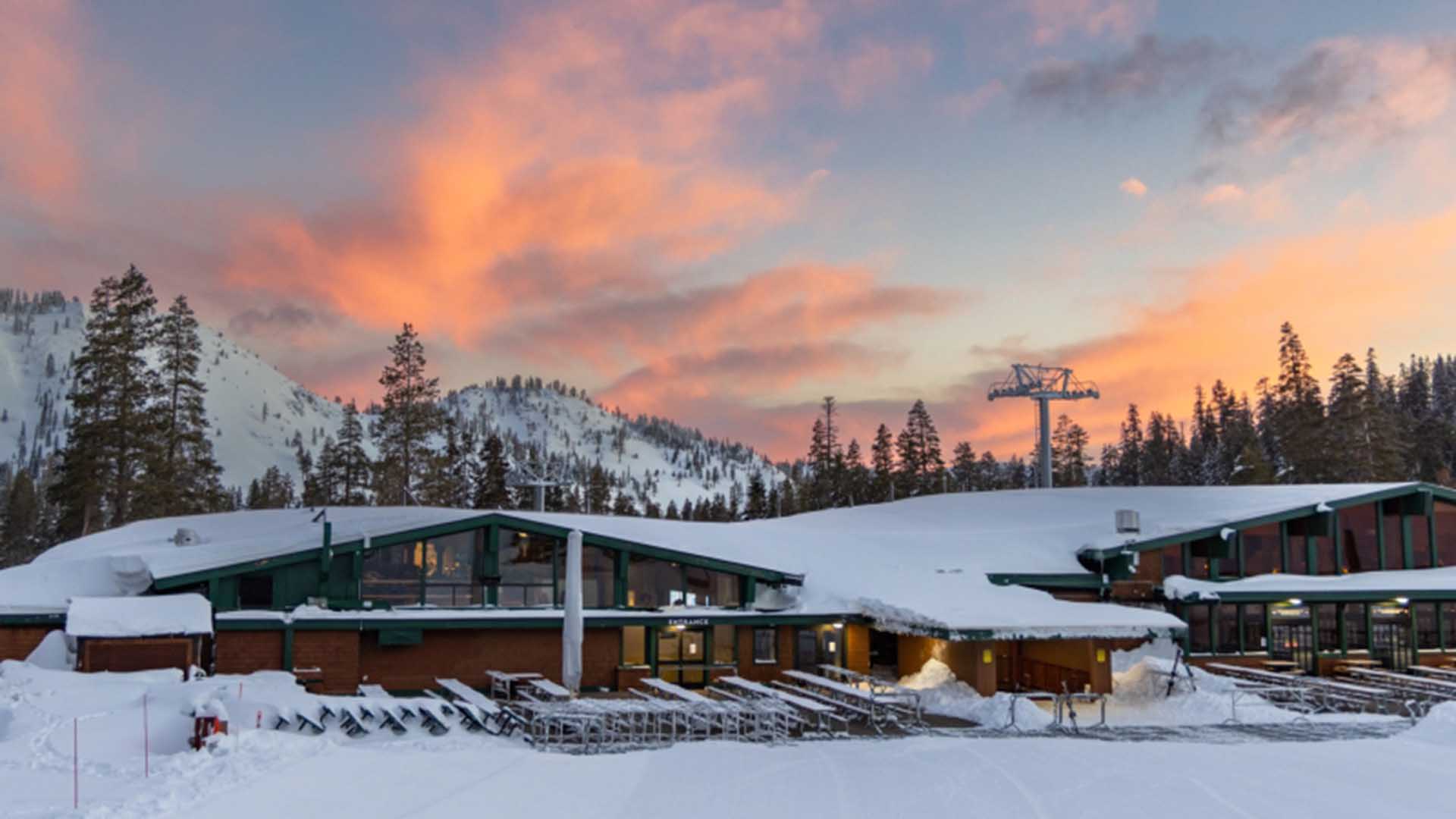 A gorgeous sunset above the Chalet at Alpine in Lake Tahoe.