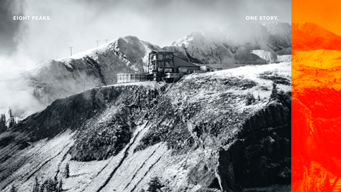 Black and white image of High Camp and surrounding peaks