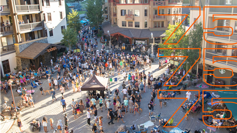 Brews, Jazz, and Funk concert at Palisades Tahoe with crowd and band