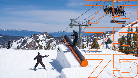 Skier hitting the cannon rail in Gold Coast Park