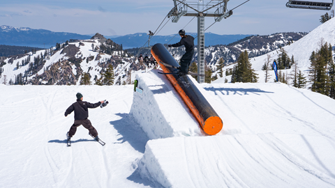 Skier hitting the cannon rail at Level 1 SuperUnknown