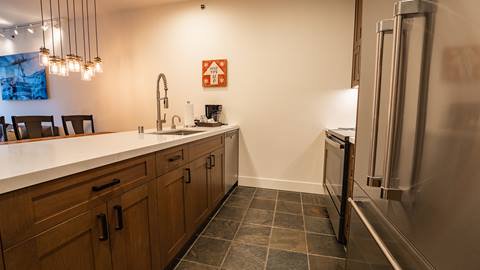 Kitchen area of the Red Dog Retreat Room.