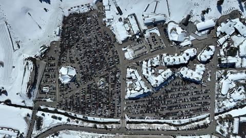The parking lot at Palisades from above.