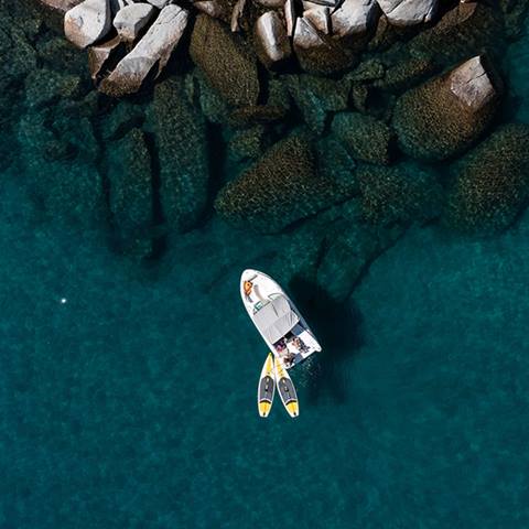 Lake Tahoe aerial shot of blue water