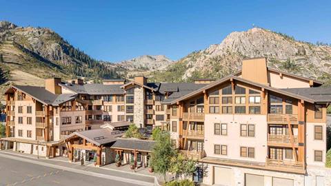 The Village at Palisades Tahoe front desk location in the summertime.