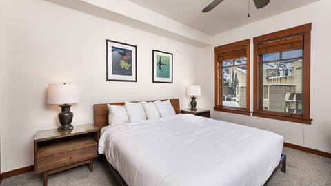 The master bedroom in the Tram Face Suite.