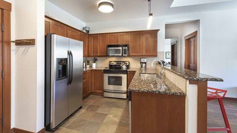 The kitchen in the Tram Face Suite.