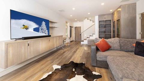 The second living area in the Snow King Suite, complete with flatscreen tv.