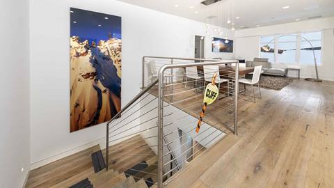 The unique stairway in the Snow King Suite. 