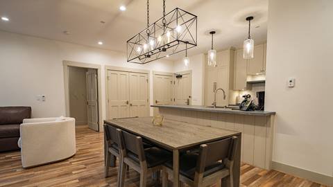 Dining room of Granite Peak Terrace room at the Village at Palisades Tahoe.