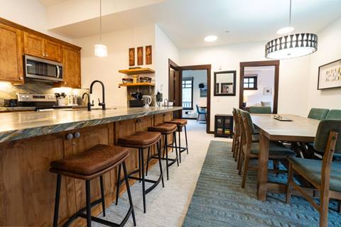 Interior image of the kitchen in the Douglas Fir suite