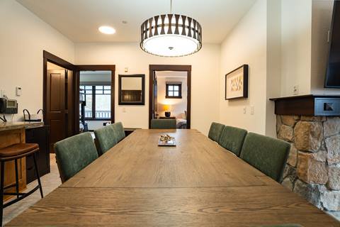 Interior image of the dining area in the Douglas Fir suite