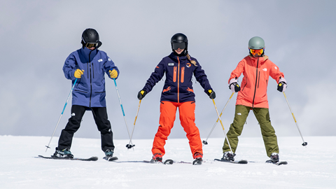 Adult ski school beginner lesson