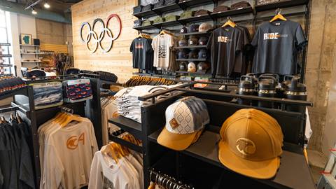 Inside of Palisades Tahoe Logo Store in the Village at Palisades.