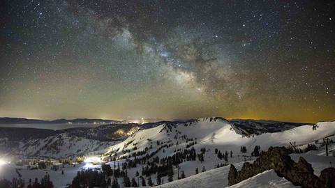 A starry nightscape above Palisades Tahoe.