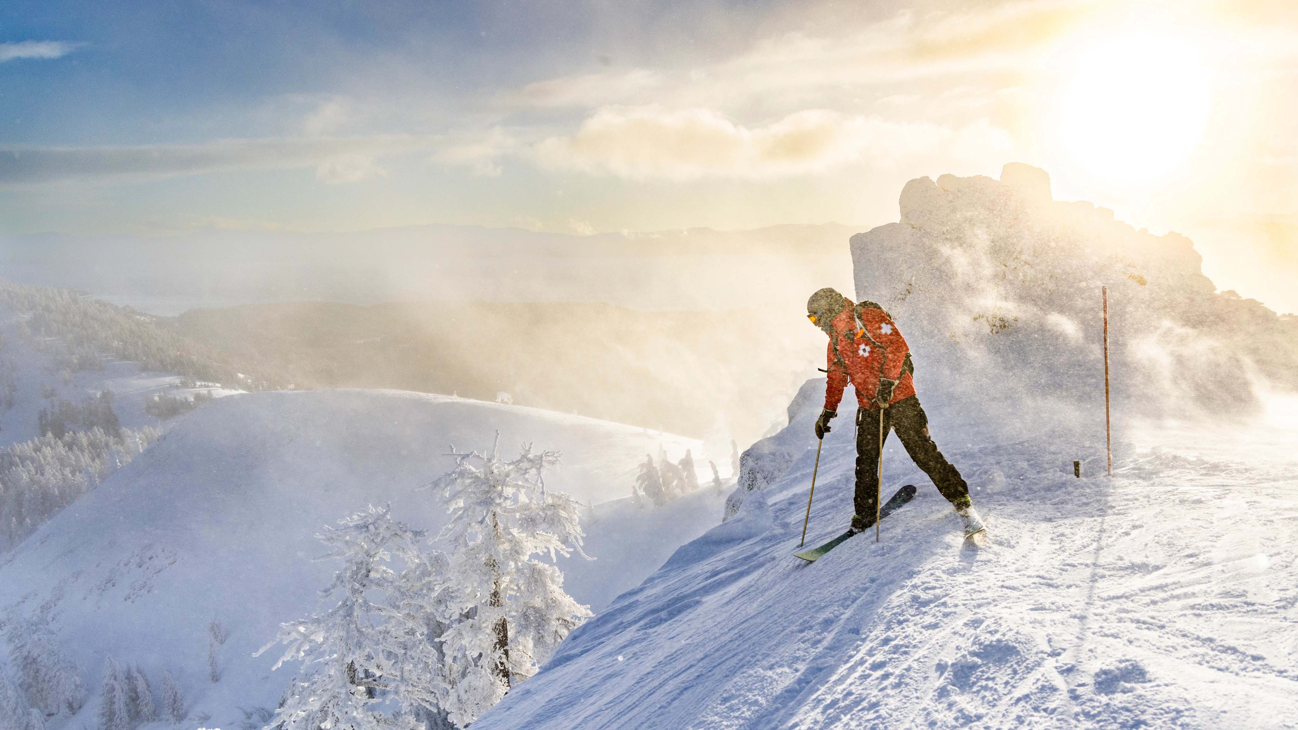 Ski Patroller Overlooking Run