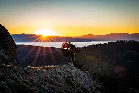 Scenic sunset at Palisades Tahoe