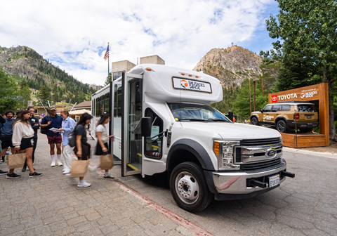 Charter bus at Palisades Tahoe