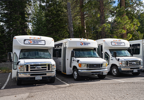 Charter bus at Palisades Tahoe
