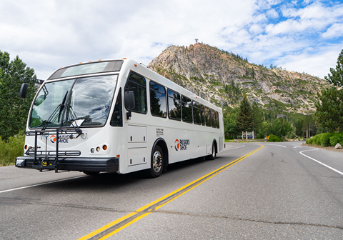 Charter bus at Palisades Tahoe