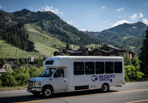 Charter bus driving in Olympic Valley