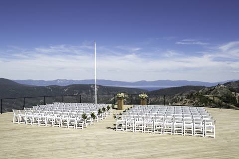 open air deck ceremony space, at palisades tahoe, among top lake tahoe wedding venues, perfect for outdoor wedding ceremony venues with panoramic views