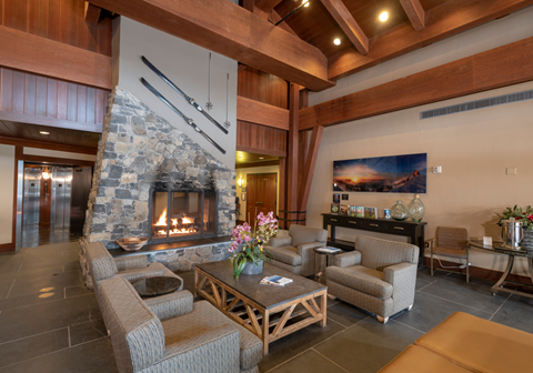 Lodge with cozy fireplace