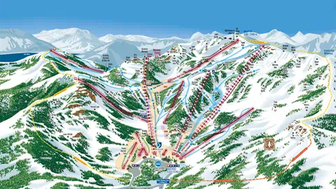 The trail map for the front side of Alpine Meadows Ski Resort.