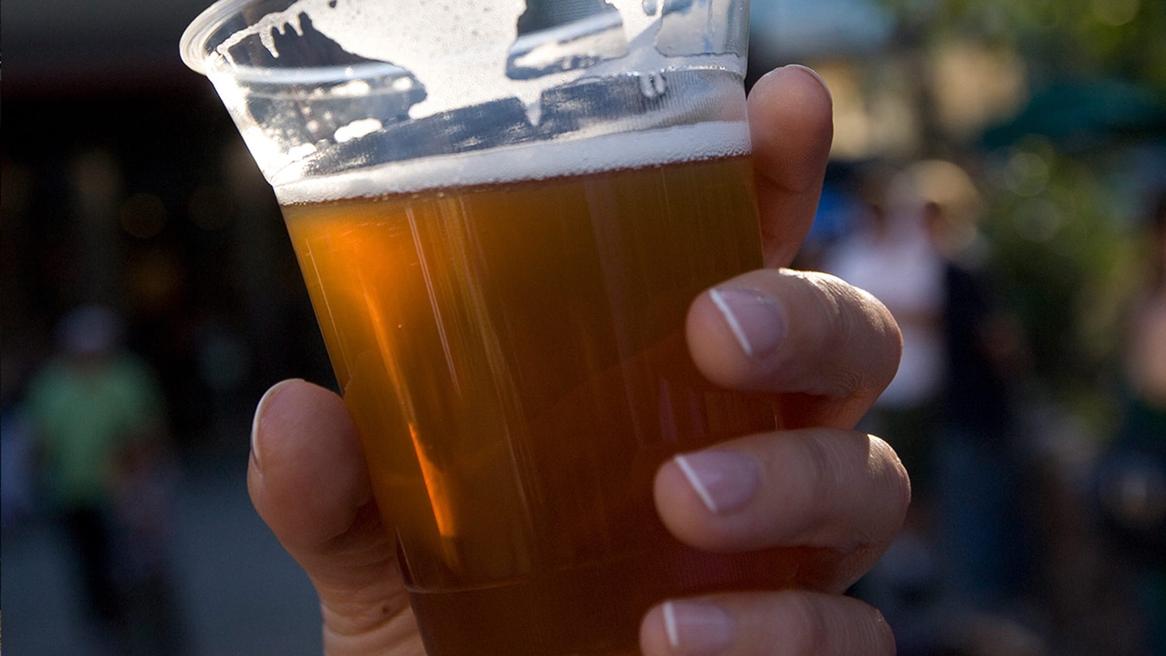 A cold beer for apres outside of the Slot Bar. 