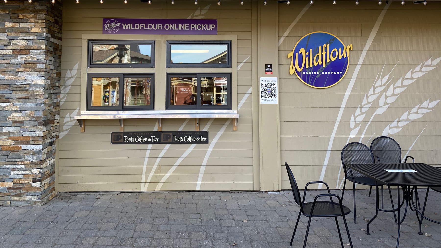 The exterior of Wildflour Bakery in Olympic Valley, California.