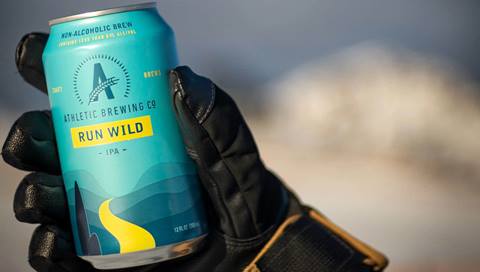 Athletic Brewing Non-Alcoholic Beer, shown here, is a sponsor of Palisades Tahoe.