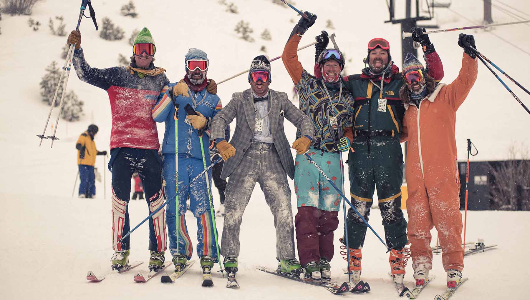 Several competitors from the Mothership Classic stand together wearing costumes. 