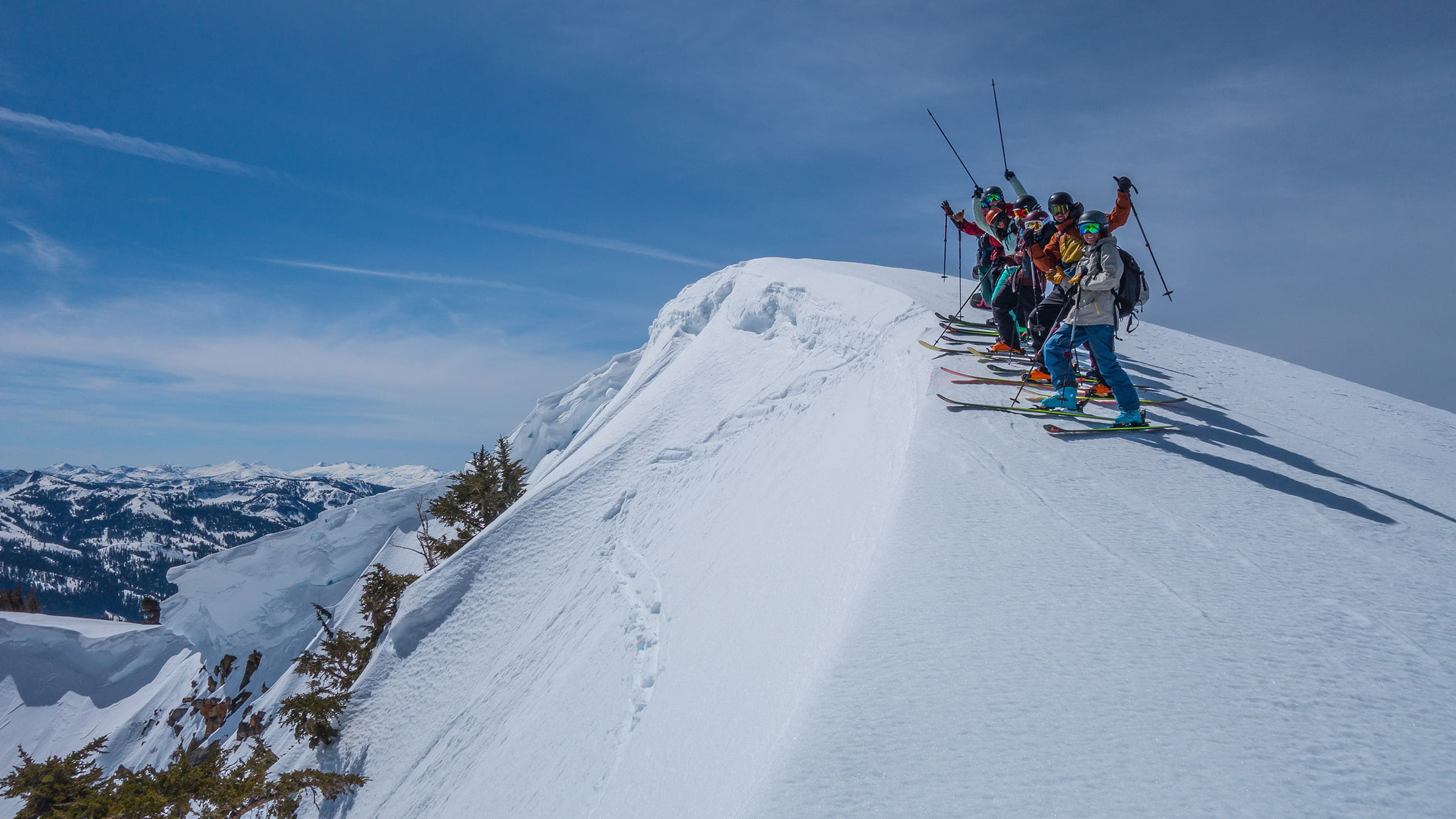 Group backcountry ski and splitboard tour in the Nat Geo Bowl with Alpenglow Expeditions 