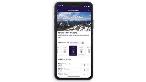 Purchase lift tickets and aerial tram ticket directly through the Palisades Tahoe mobile app