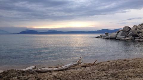 Summer sunset on Skunk Harbor beach in Lake Tahoe, Nevada