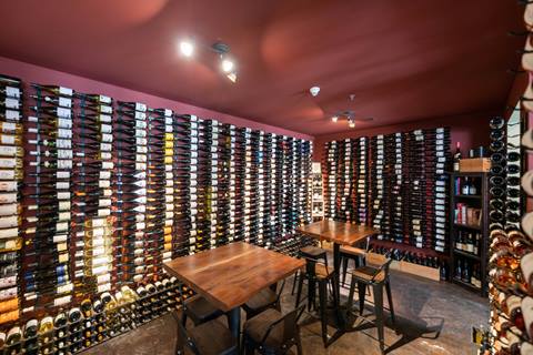 Wine decor at Uncorked wine bar