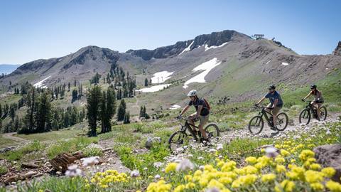 Instructor and group E-Bike Tour Ride along the Upper Mountain