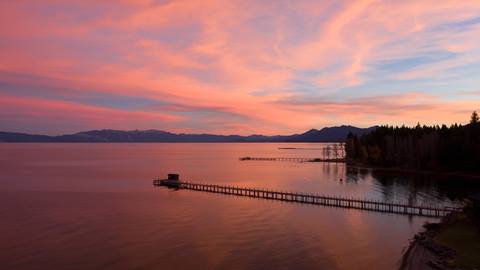 Lake Tahoe Sunset shot with a drone in the summer